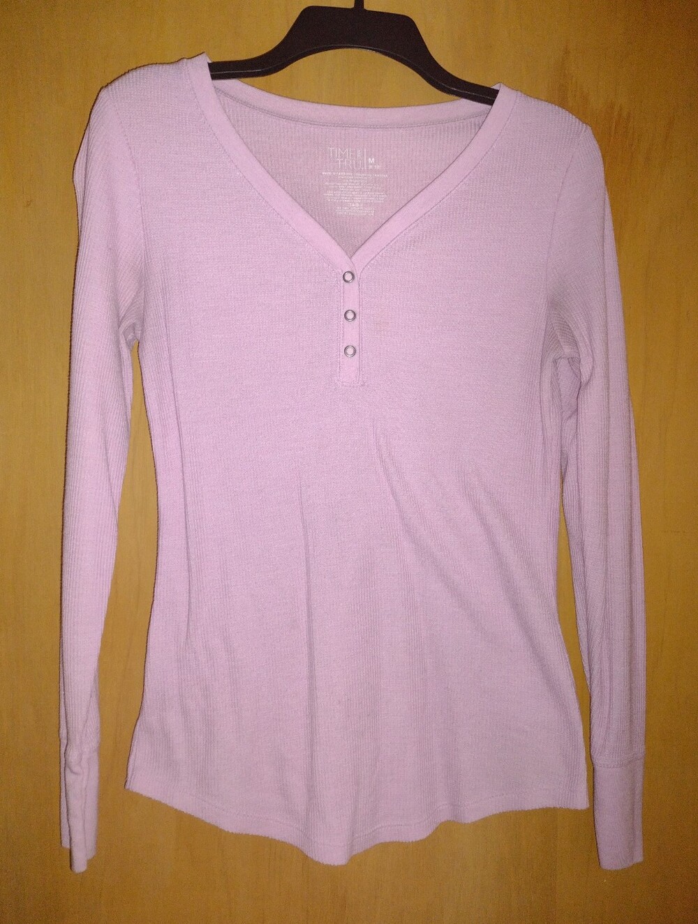 Time and Tru Pink Thermal Long Sleeve Shirt Size Medium
